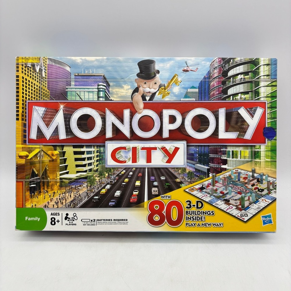Monopoly City Edition COMPLETE Hasbro Gaming 2009 3D Buildings Tested Works